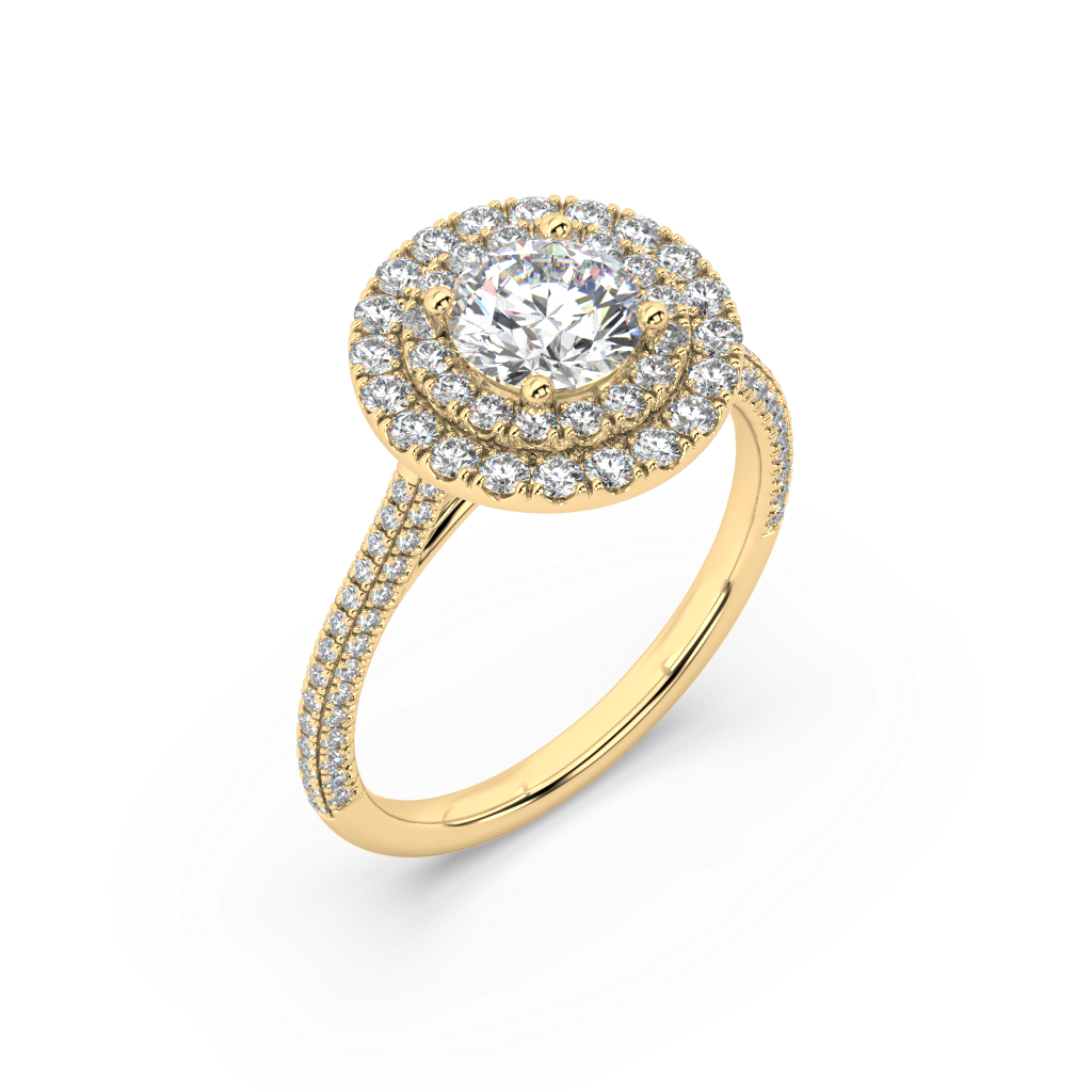 Carmen Double Halo Round Lab Grown Pave 18K Engagement Ring