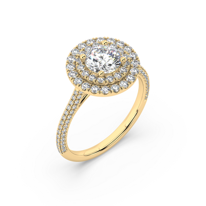 Carmen Double Halo Round Lab Grown Pave 18K Engagement Ring