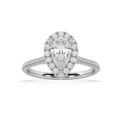 Carmen Halo Pear Cut Lab Grown Pave 18K Engagement Ring