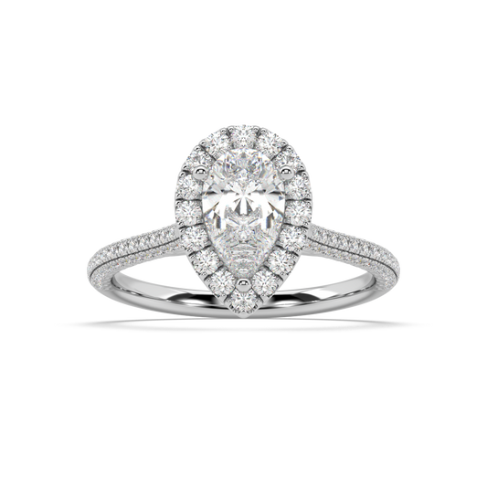 Carmen Halo Pear Cut Lab Grown Pave 18K Engagement Ring