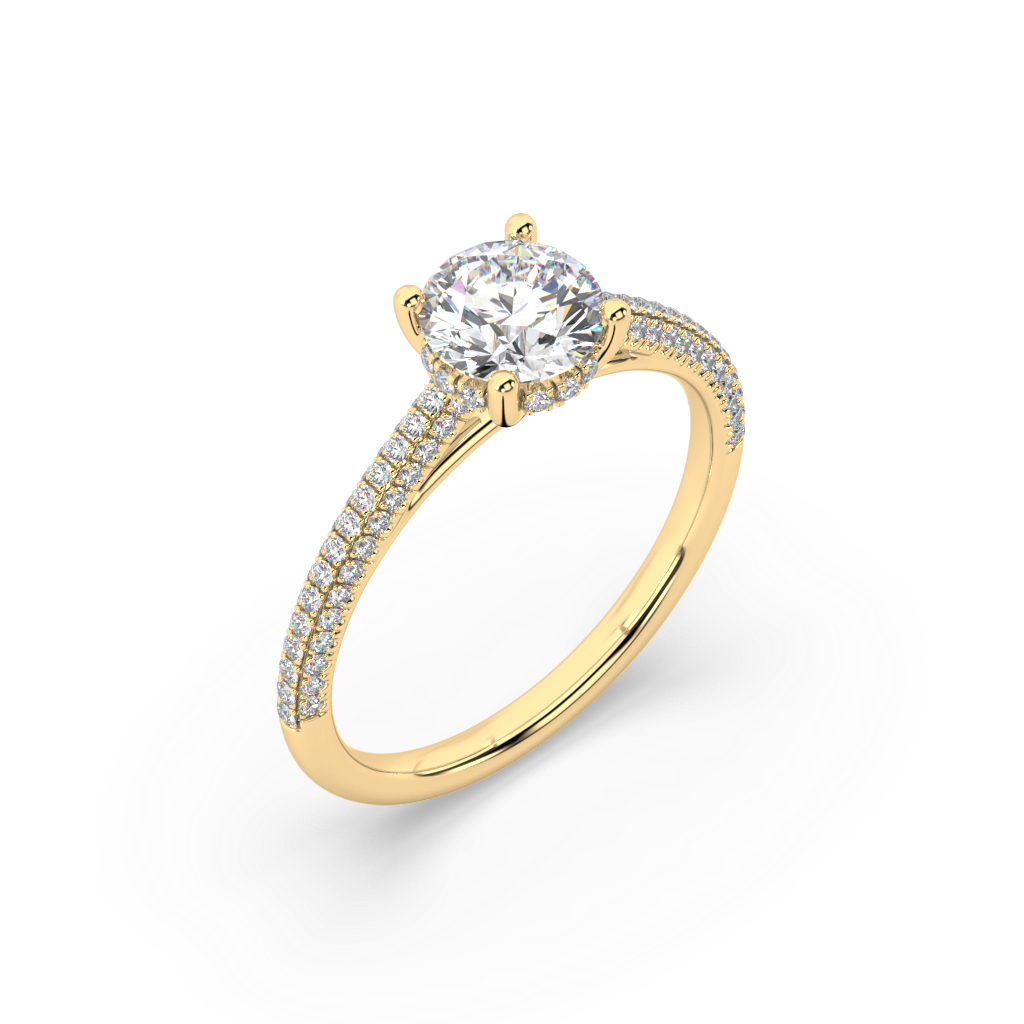 Carmen Hidden Halo Round Lab Grown Pave 18K Engagement Ring