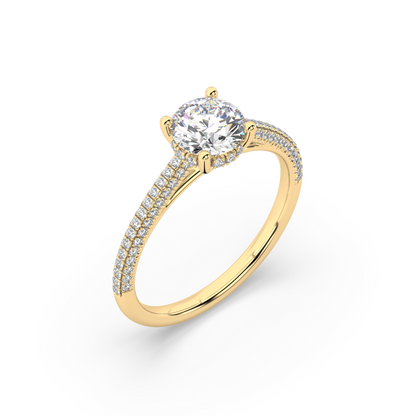 Carmen Hidden Halo Round Lab Grown Pave 18K Engagement Ring