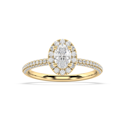 Halo Oval Cut Lab Grown Pave 18K Engagement Ring