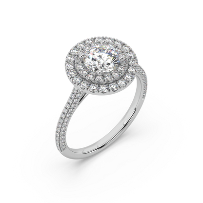 Carmen Double Halo Round Lab Grown Pave 18K Engagement Ring