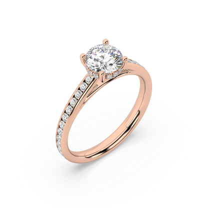 Carmen Hidden Halo Round Lab Grown Channel 18K Engagement Ring