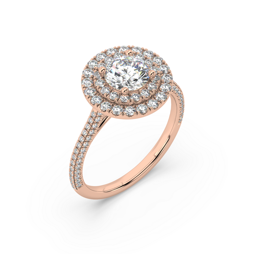 Carmen Double Halo Round Lab Grown Pave 18K Engagement Ring