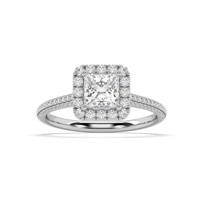 Carmen Halo Princess Cut Lab Grown Pave 18K Engagement Ring