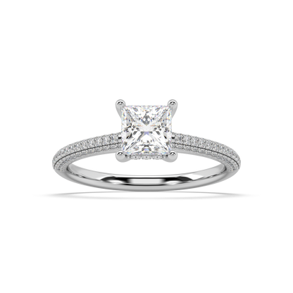 Carmen Hidden Halo Princess Cut Lab Grown Pave 18K Engagement Ring