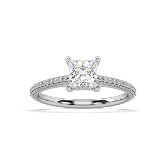 Carmen Hidden Halo Princess Cut Lab Grown Pave 18K Engagement Ring