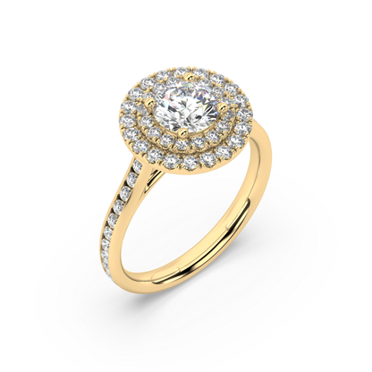 Carmen Double Halo Round Lab Grown Channel 18K Engagement Ring