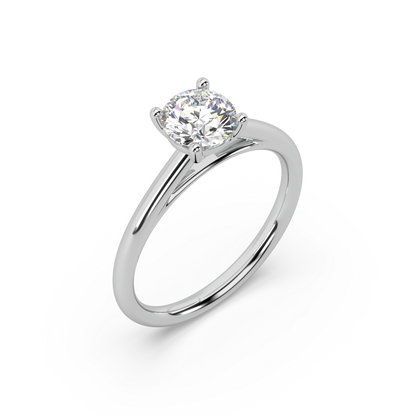 Carmen Classic Prong Round Lab Grown Plain 18K Engagement Ring