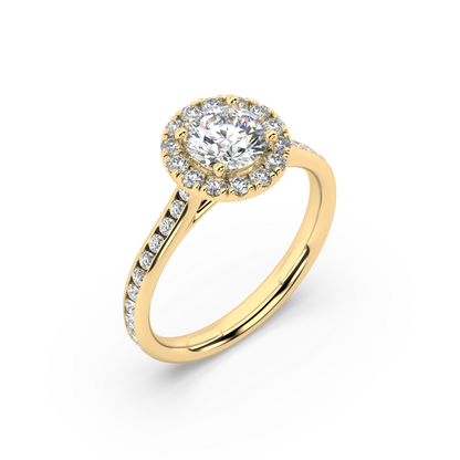 Carmen Halo Round Lab Grown Channel 18K Engagement Ring