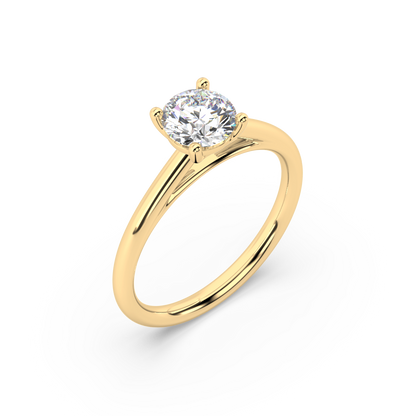 Carmen Classic Prong Round Lab Grown Plain 18K Engagement Ring