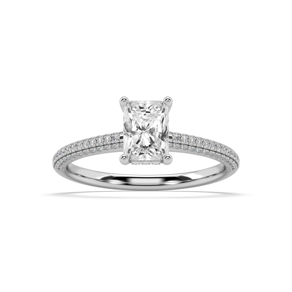 Carmen Hidden Halo Radiant Cut Lab Grown Pave 18K Engagement Ring