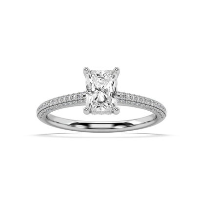 Carmen Hidden Halo Radiant Cut Lab Grown Pave 18K Engagement Ring