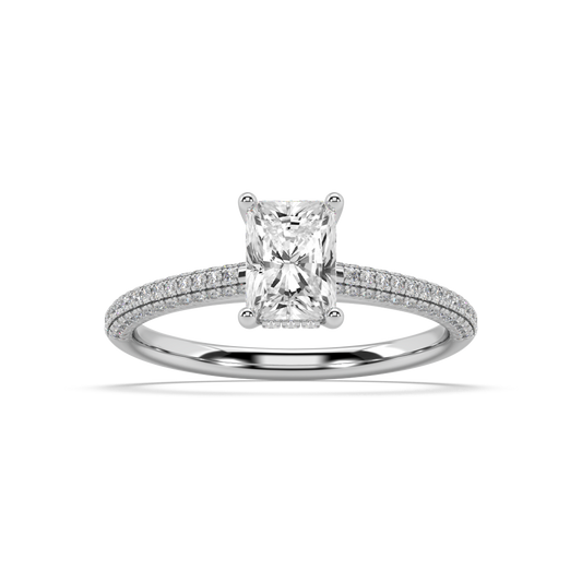 Carmen Hidden Halo Radiant Cut Lab Grown Pave 18K Engagement Ring