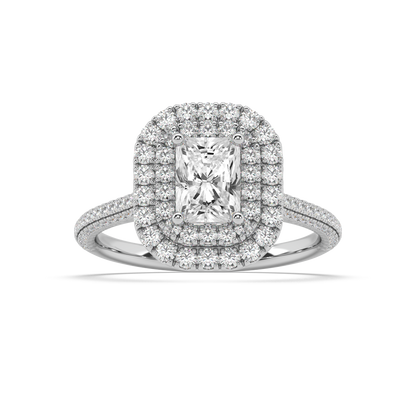 Carmen Double Halo Radiant Cut Lab Grown Pave 18K Engagement Ring