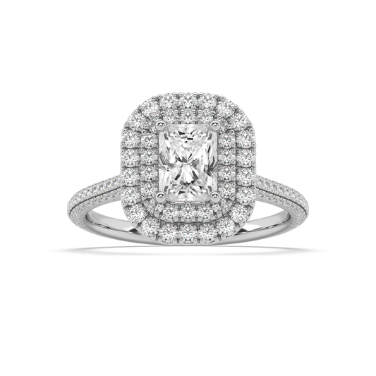 Carmen Double Halo Radiant Cut Lab Grown Pave 18K Engagement Ring