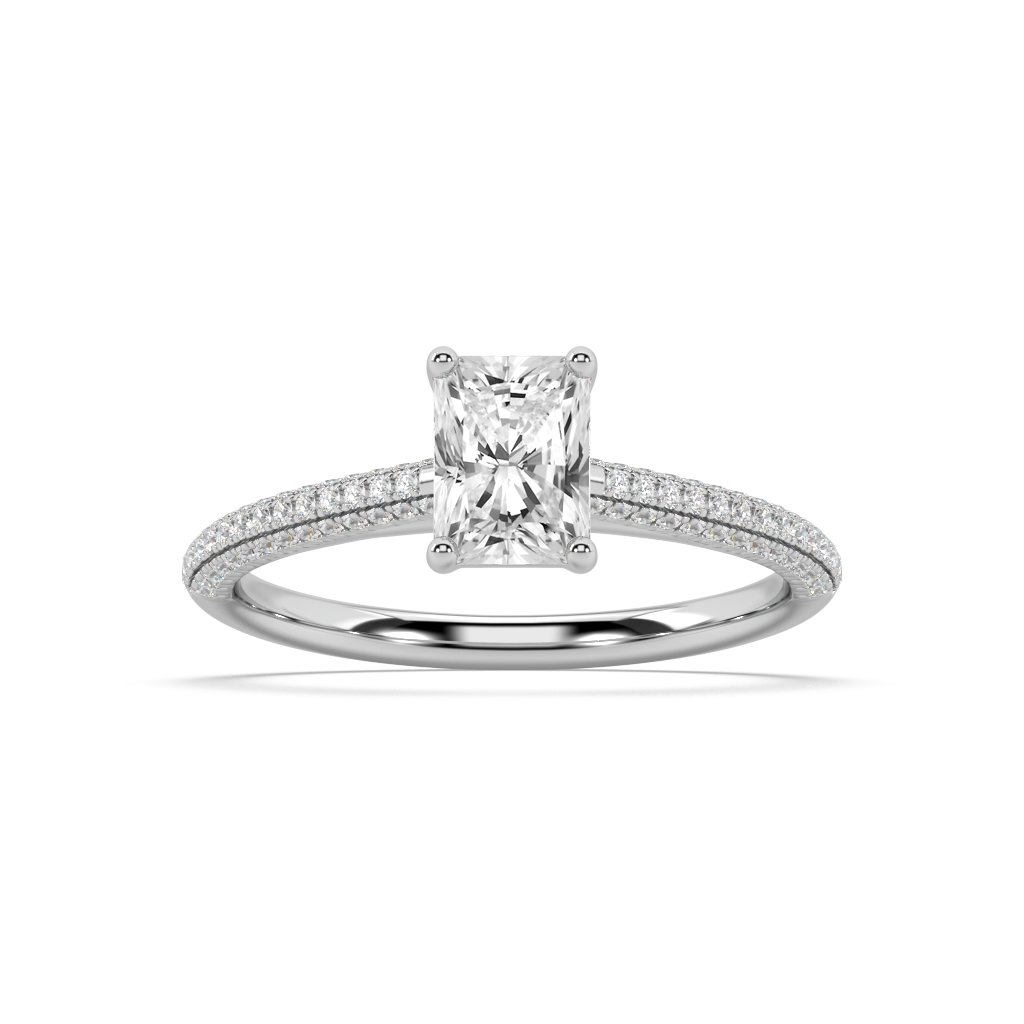 Carmen Classic Radiant Cut Lab Grown Pave 18K Engagement Ring