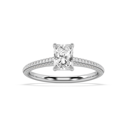 Carmen Classic Radiant Cut Lab Grown Pave 18K Engagement Ring