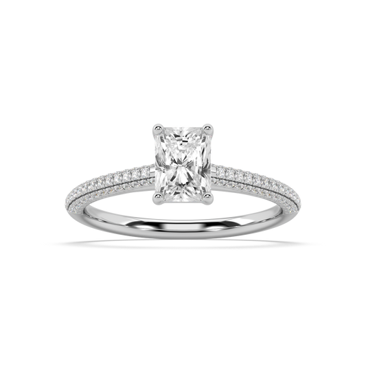 Carmen Classic Radiant Cut Lab Grown Pave 18K Engagement Ring