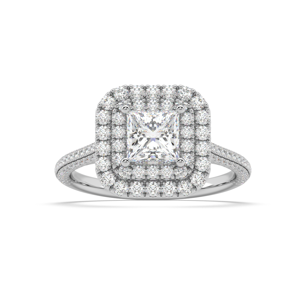 Carmen Double Halo Princess Cut Lab Grown Pave 18K Engagement Ring