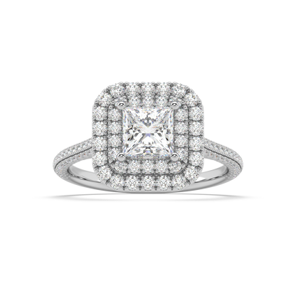 Carmen Double Halo Princess Cut Lab Grown Pave 18K Engagement Ring