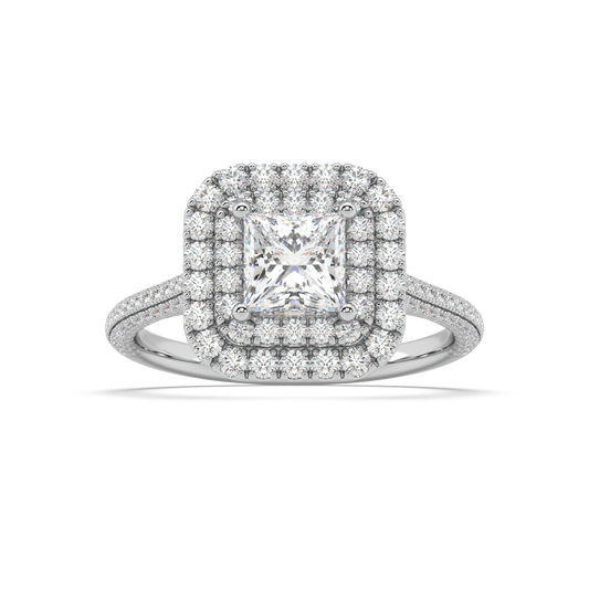 Carmen Double Halo Princess Cut Lab Grown Pave 18K Engagement Ring