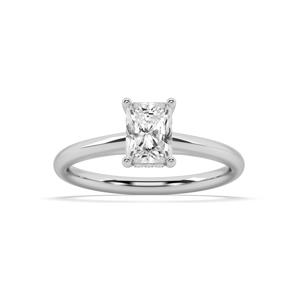 Carmen Hidden Halo Radiant Cut Lab Grown Plain 18K Engagement Ring