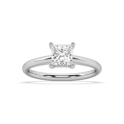 Carmen Hidden Halo Princess Cut Lab Grown Plain 18K Engagement Ring