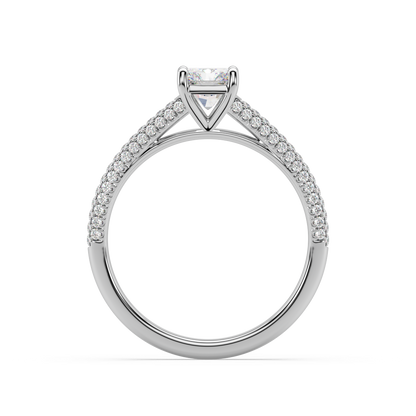 Carmen Classic Radiant Cut Lab Grown Pave 18K Engagement Ring