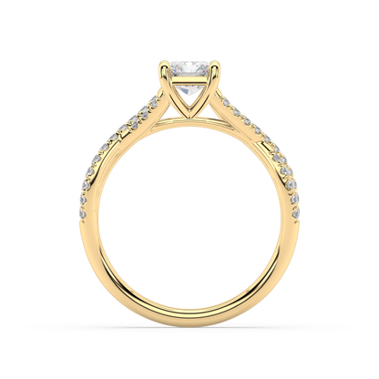 Classic Prong Radiant Cut Lab Grown Pave 18K Engagement Ring