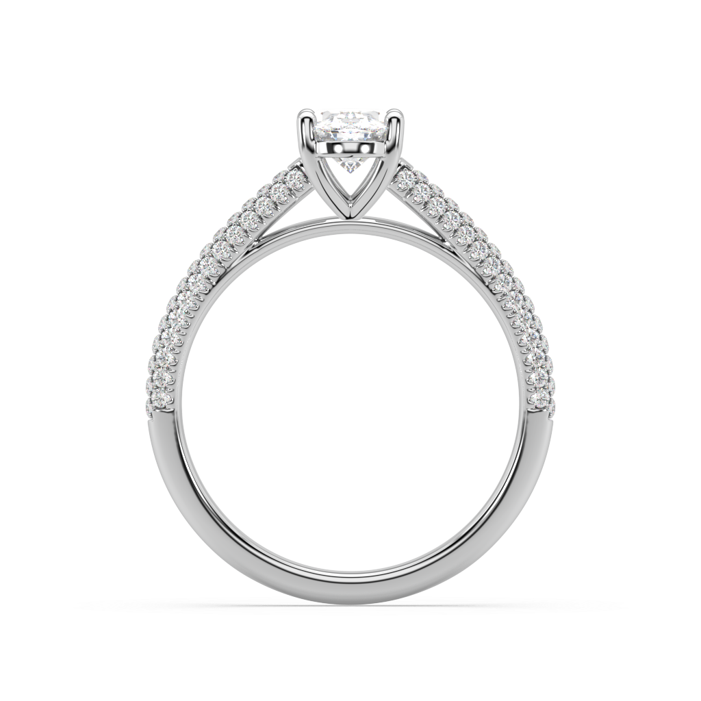 Carmen Classic Prong Oval Cut Lab Grown Pave 18K Engagement Ring