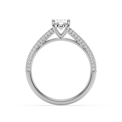 Carmen Classic Prong Oval Cut Lab Grown Pave 18K Engagement Ring