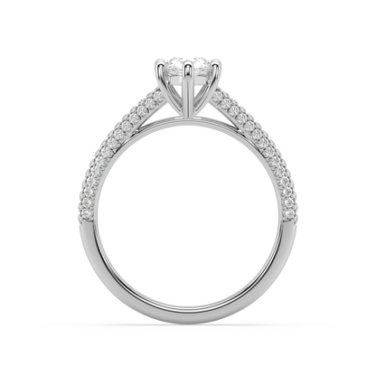 Carmen Classic Prong Pear Cut Lab Grown Pave 18K Engagement Ring