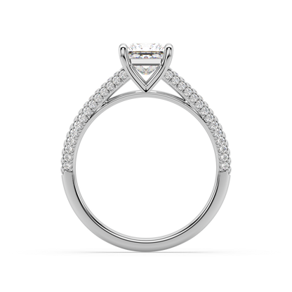 Carmen Classic Prong Princess Cut Lab Grown Pave 18K Engagement Ring