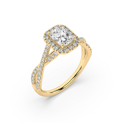 Halo Radiant Cut Lab Grown Pave 18K Engagement Ring