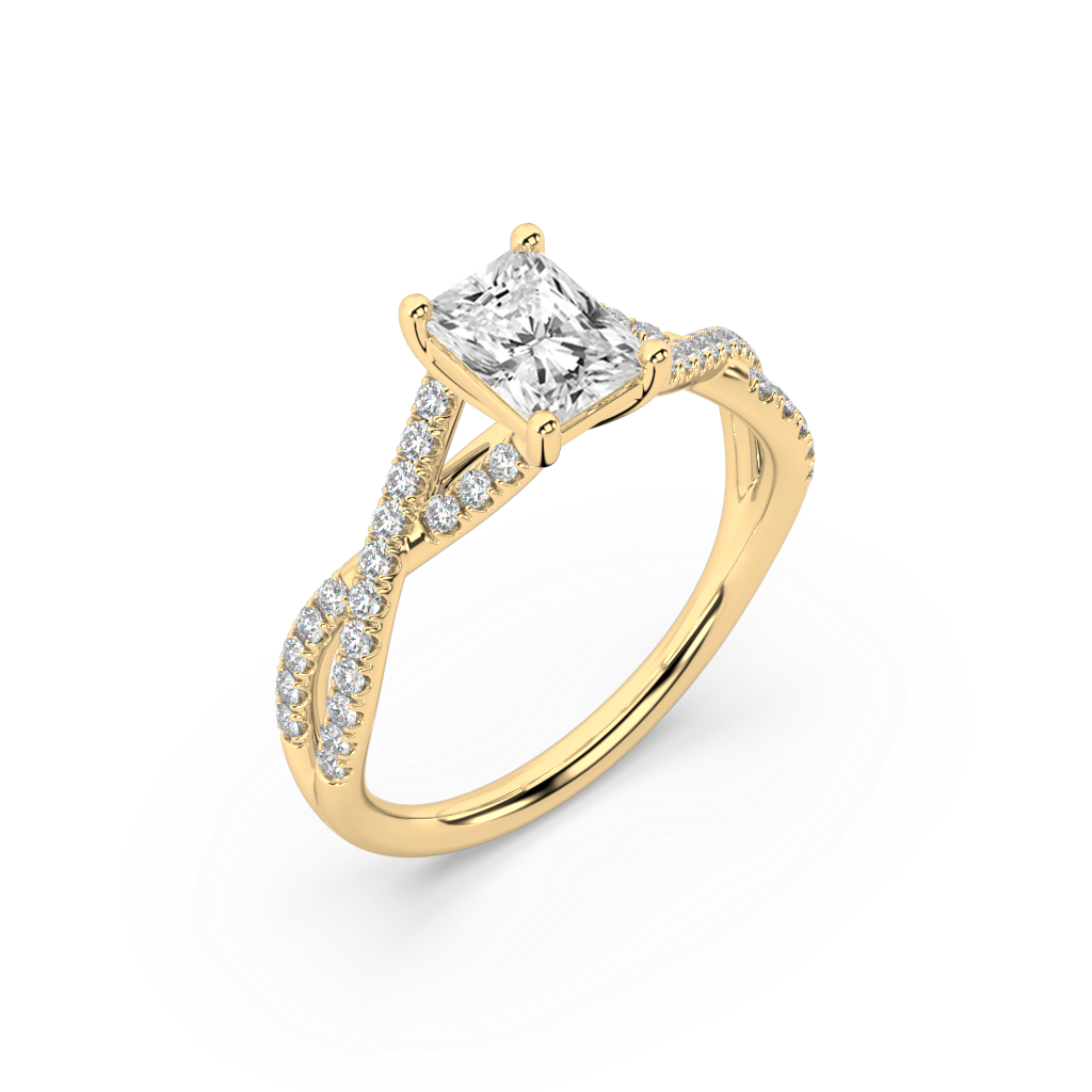 Classic Prong Radiant Cut Lab Grown Pave 18K Engagement Ring