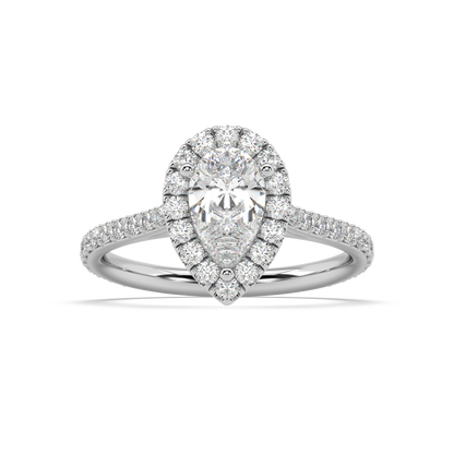 Carmen Halo Pear Cut Lab Grown Prong 18K Engagement Ring