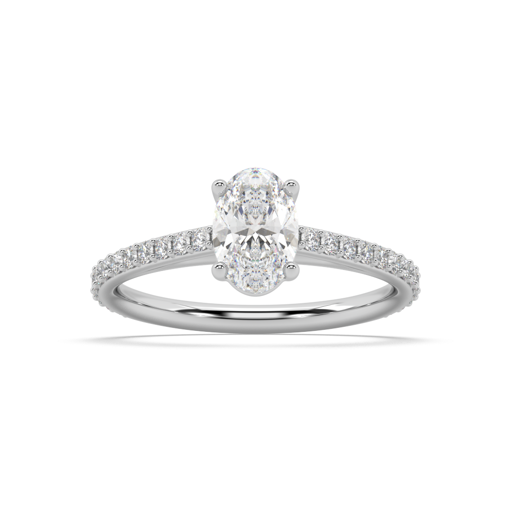 Carmen Classic Prong Oval Cut Lab Grown Prong 18K Engagement Ring