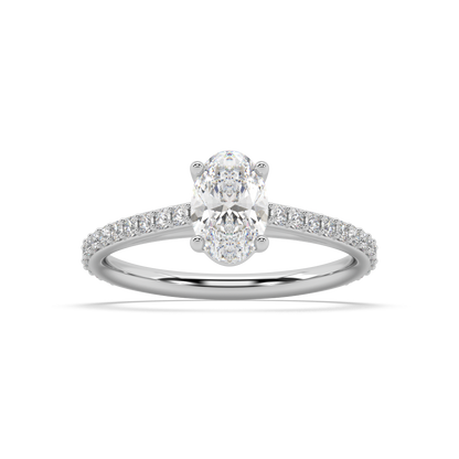 Carmen Classic Prong Oval Cut Lab Grown Prong 18K Engagement Ring