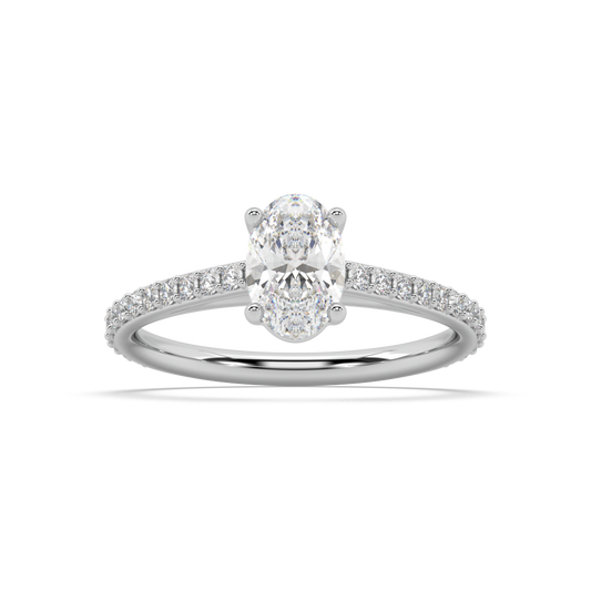 Carmen Classic Prong Oval Cut Lab Grown Prong 18K Engagement Ring