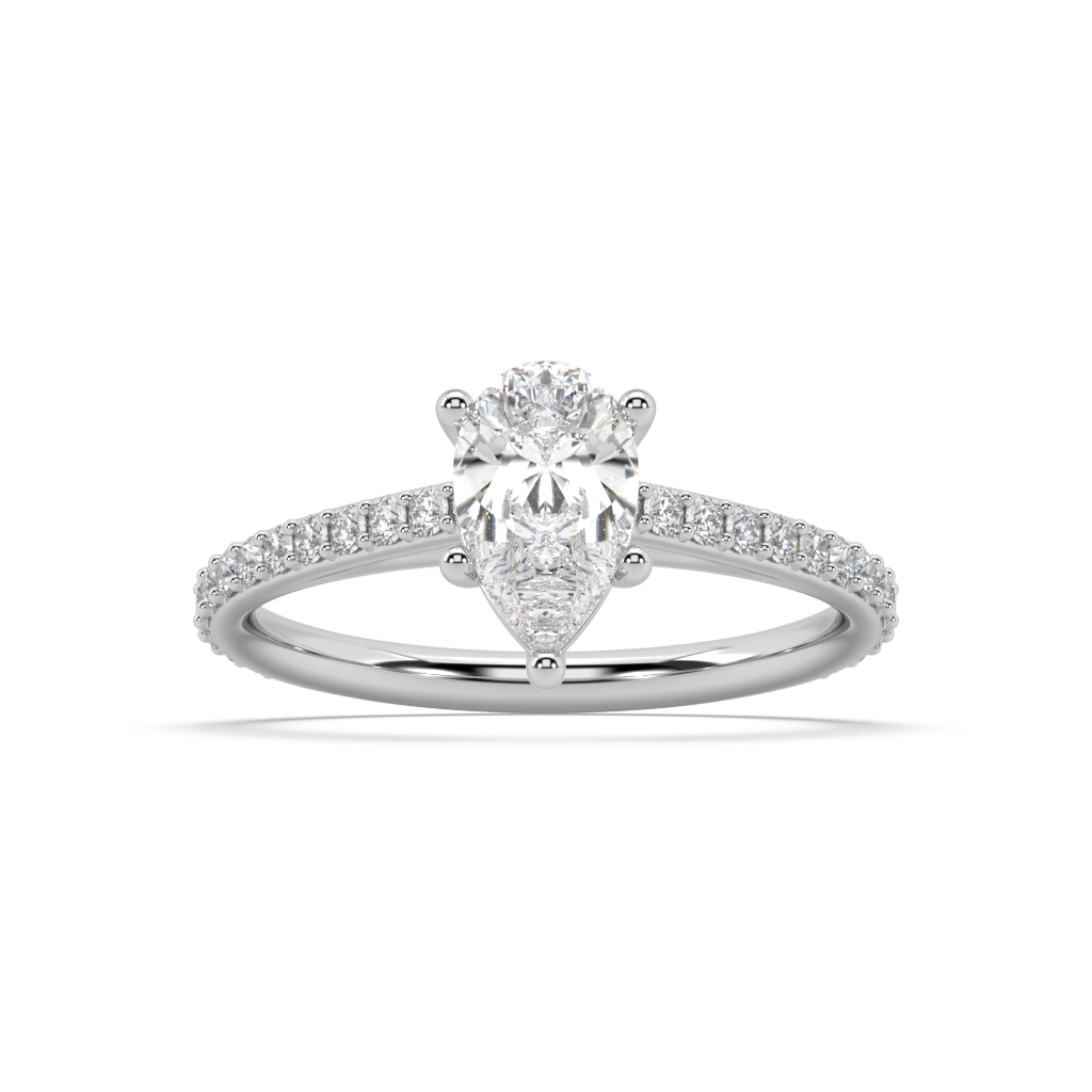 Carmen Classic Prong Pear Cut Lab Grown Prong 18K Engagement Ring