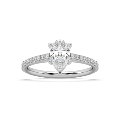 Carmen Classic Prong Pear Cut Lab Grown Prong 18K Engagement Ring