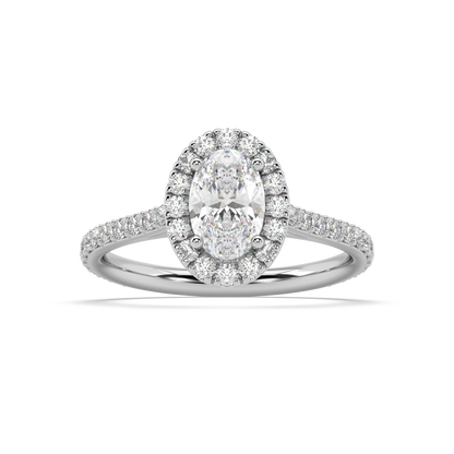 Carmen Halo Oval Cut Lab Grown Prong 18K Engagement Ring