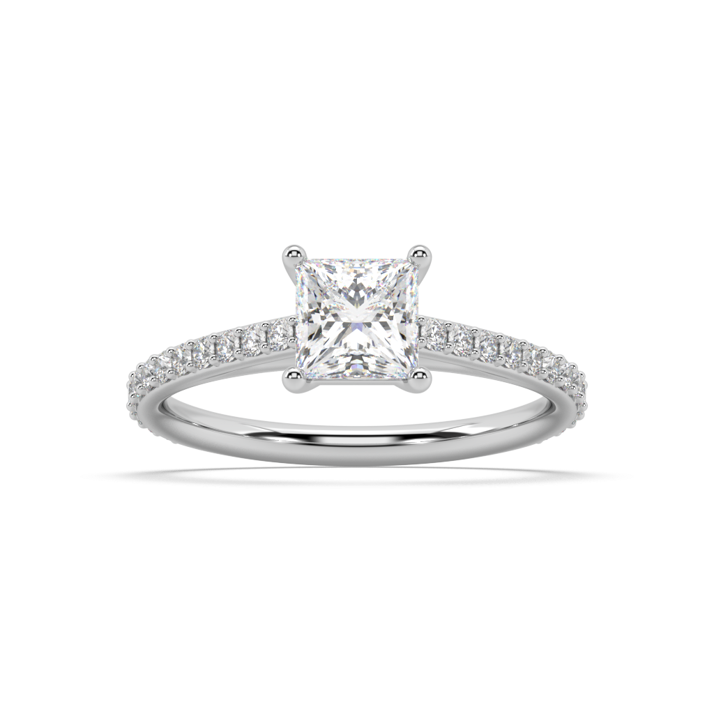 Carmen Classic Prong Princess Cut Lab Grown Prong 18K Engagement Ring