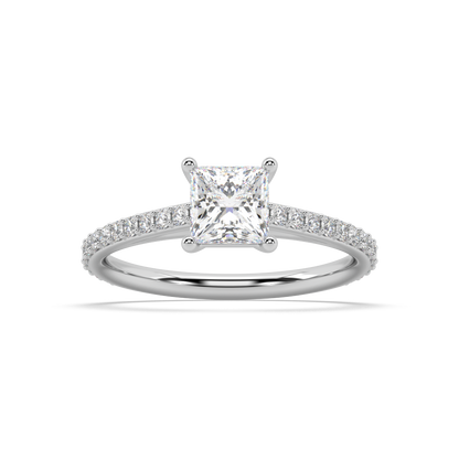 Carmen Classic Prong Princess Cut Lab Grown Prong 18K Engagement Ring