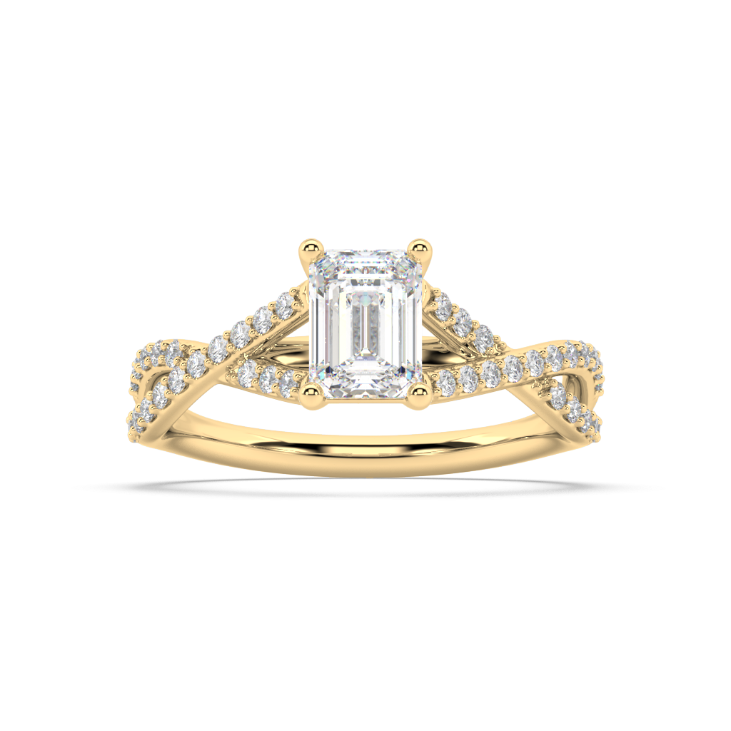 Classic Prong Emerald Cut Lab Grown Prong 18K Engagement Ring