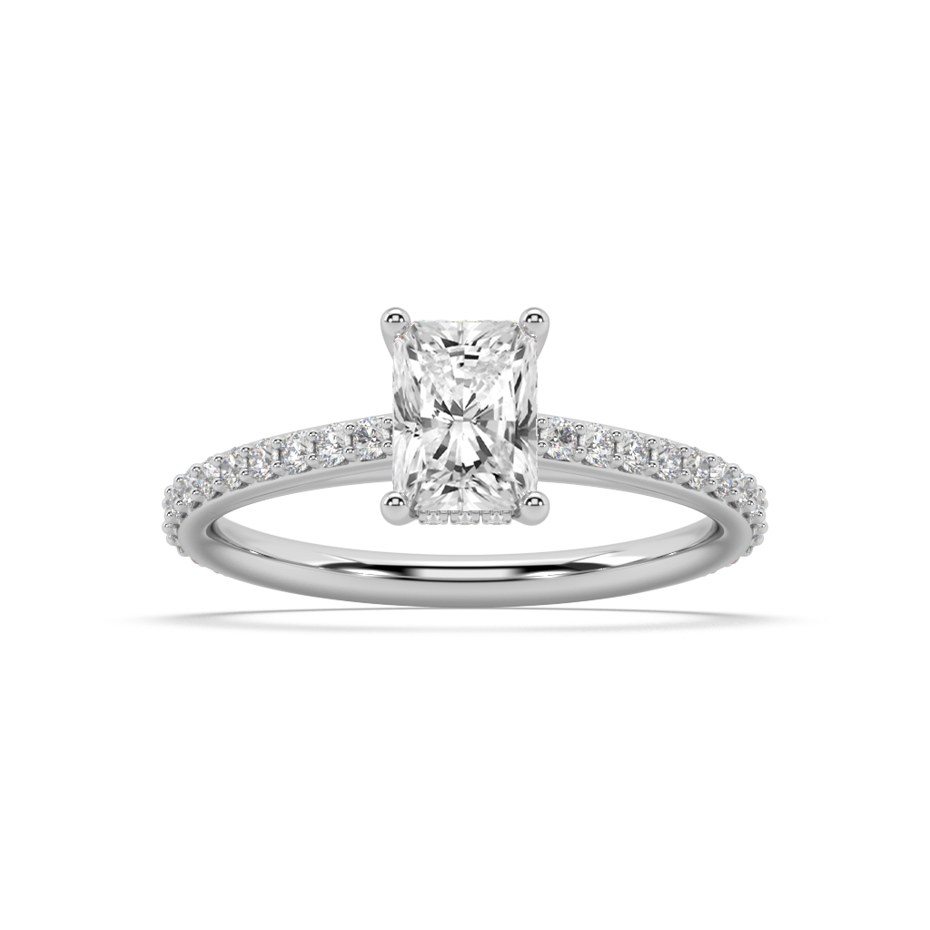 Carmen Hidden Halo Radiant Cut Lab Grown Prong 18K Engagement Ring