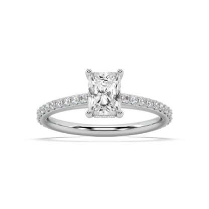 Carmen Hidden Halo Radiant Cut Lab Grown Prong 18K Engagement Ring